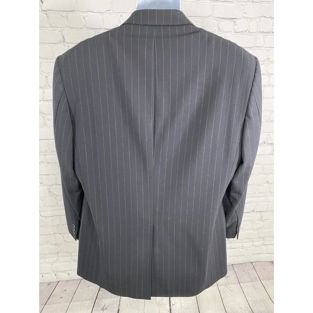 Brooks Brothers Brooksease Black Wool Striped 2 Button Blazer Jacket 43R